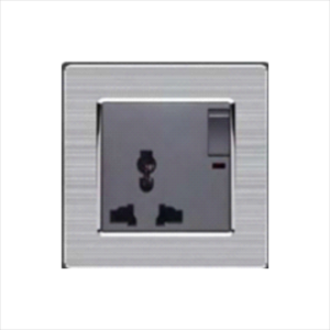 Bộ ổ cắm 3 chấu đa năng có công tắc và đèn báo cổ điển S2 series MÀU XÁM (C1B335)